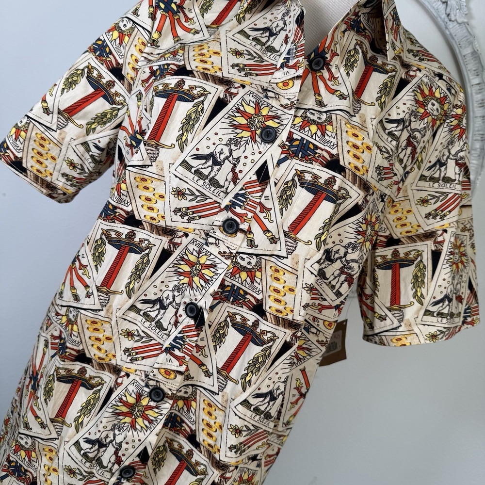 Eva Rose NWT New Womens Button Up Shirt Hawaiian Tarot Cards‎ Short Sleeve M
